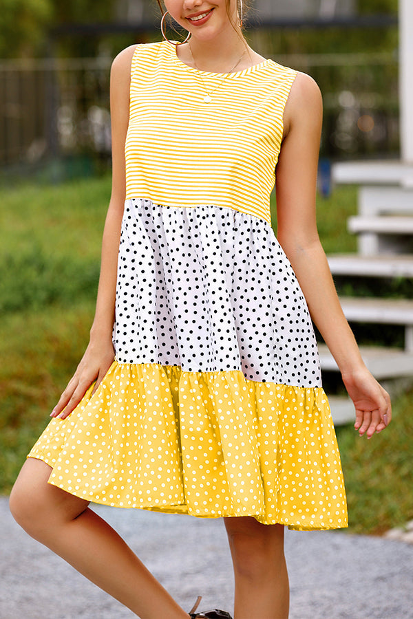 Polka dot mosaic large swing dress
