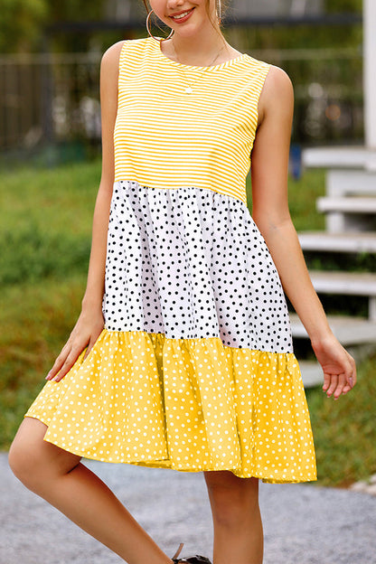 Polka dot mosaic large swing dress
