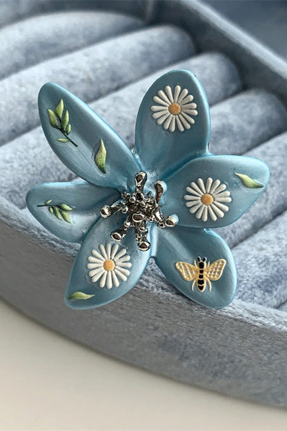 Colorful Dopamine Haze Blue Hand-painted Ring