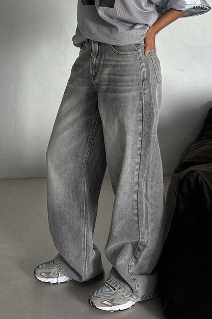 Casual Vintage High Waist Relaxed Straight Jeans