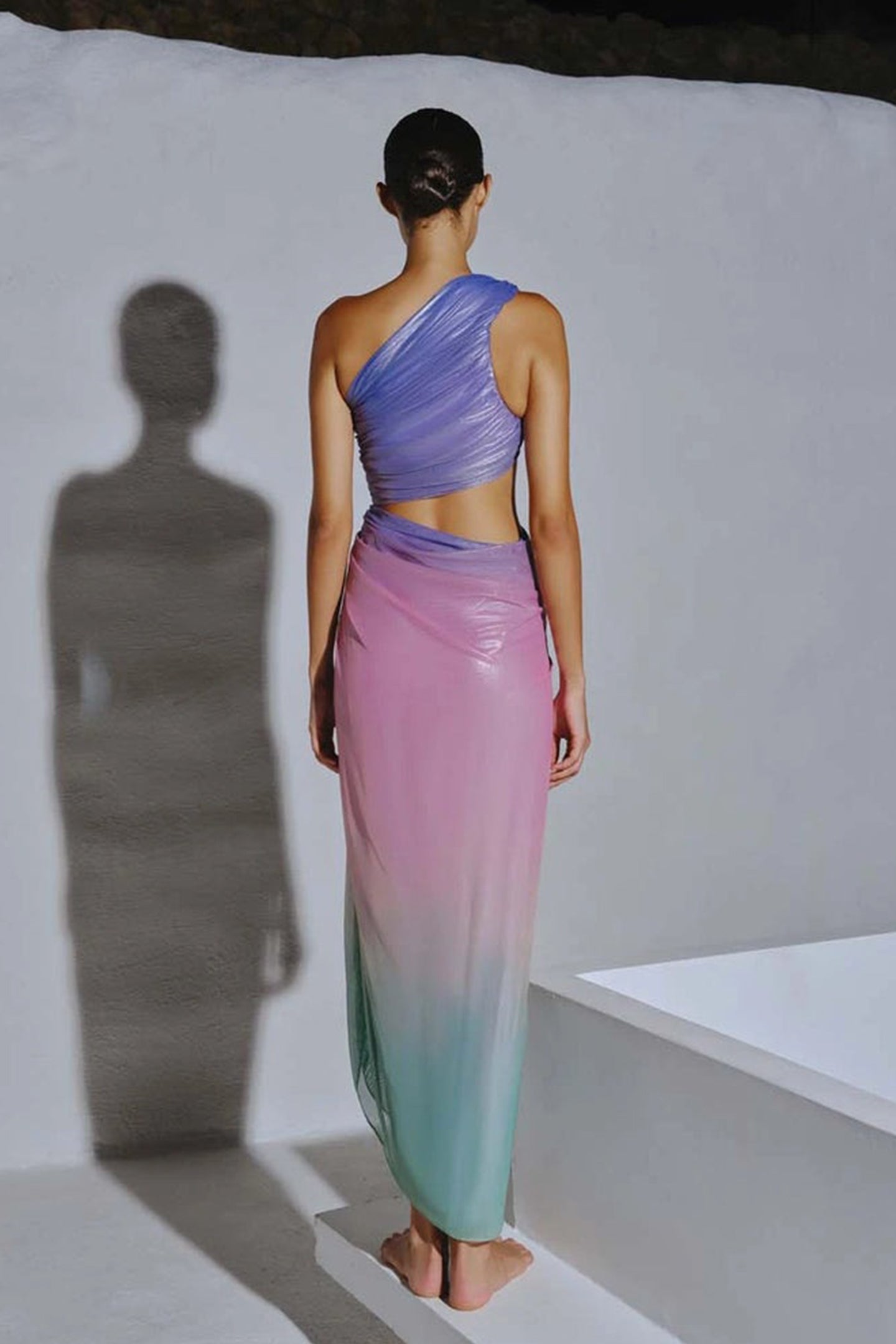 Yvonne One Shoulder Draped Cutout Maxi Dress