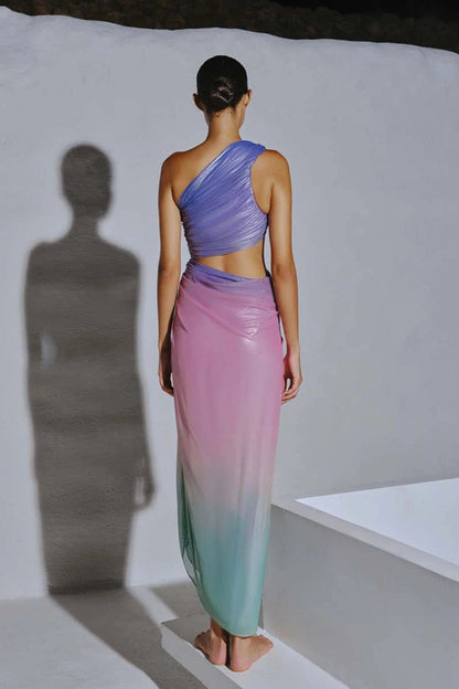 Yvonne One Shoulder Draped Cutout Maxi Dress