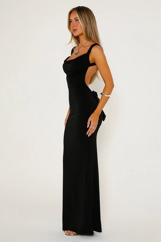 Chic Elegant Sexy Backless Slim Bodycon Bow Formal Dress
