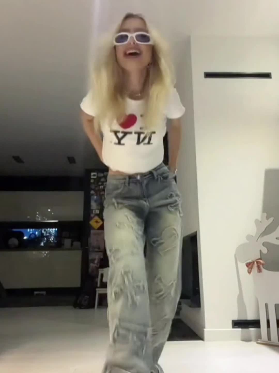 Letter Patch Faded Boyfriend Jeans