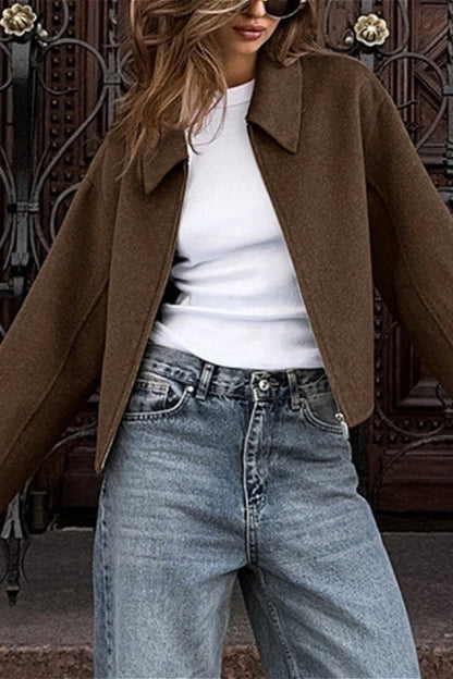 Solid Retro Cropped Jacket