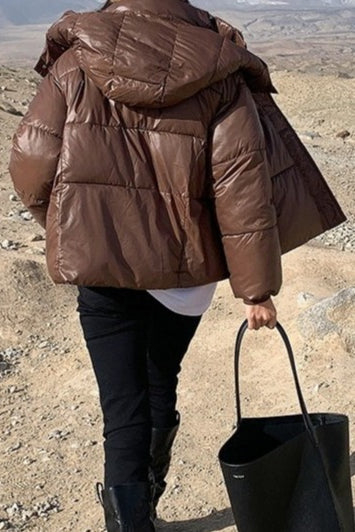 Cropped Plush Lined Oversized Puffer Jacket