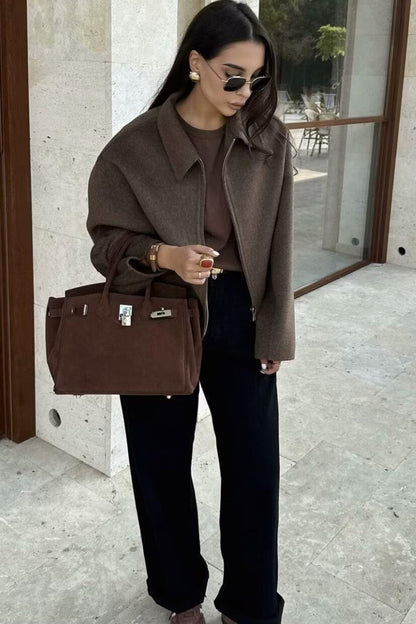 Minimalist Lapel Short Wool Coat