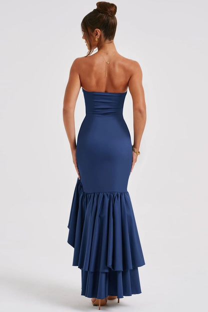 Strapless Slit Back Bodycon Prom Dress