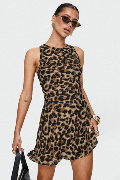 Print Crew Neck Tank Bodycon Mini Dress
