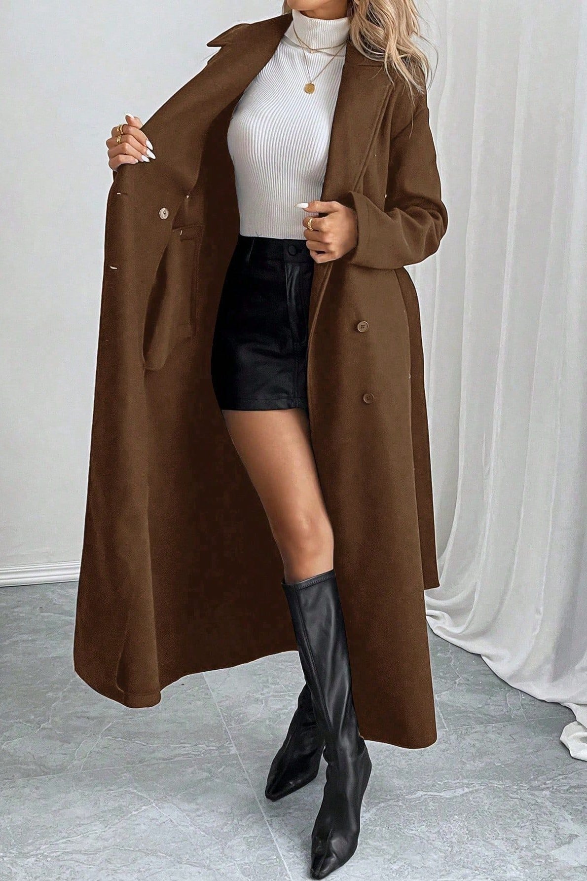 Vintage Oversized Double-Faced Wool Midi Coat