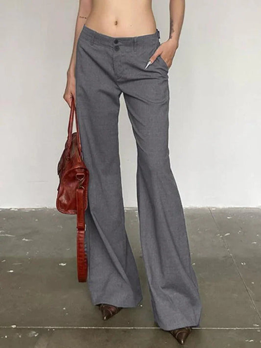 Gray Vintage Versatile Low Rise Tailored Pants