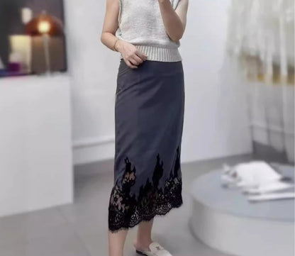 High-Quality Skirt with Lace Unique Design for Office Ladies