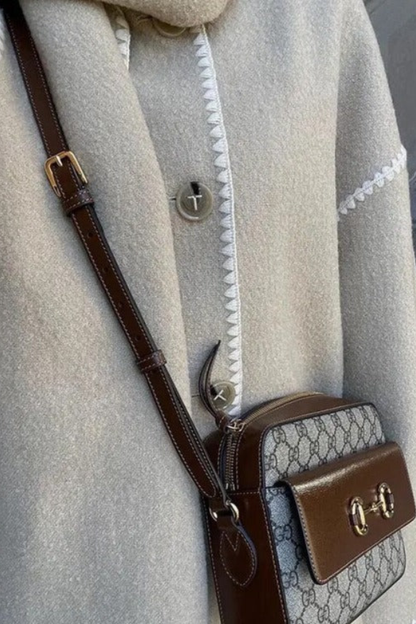 Scarf-Neckline Felt Woolen Coat