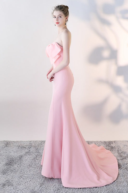 Bow Strapless Mermaid Maxi Party Dress