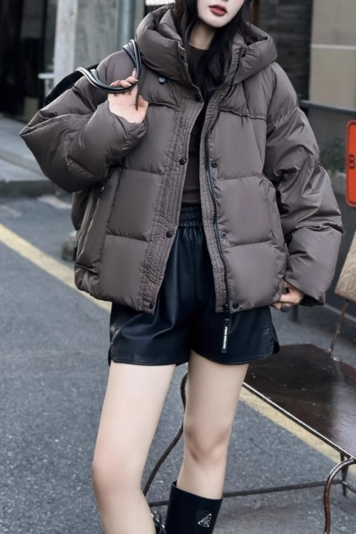 Cropped Oversized Duck Fill Puffer Jacket