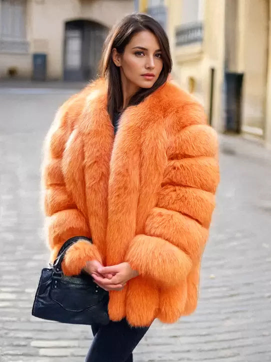 Plush Faux Fur Coat Crew Neck Winter Eco-friendly Fur Jacket For Women 2026