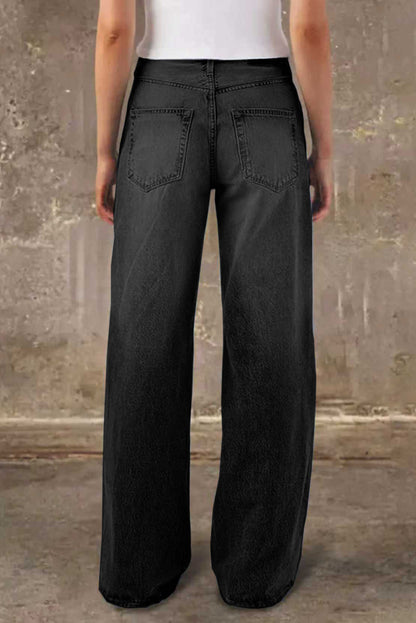 Stylish Casual Pocket Loose Straight Leg Jeans