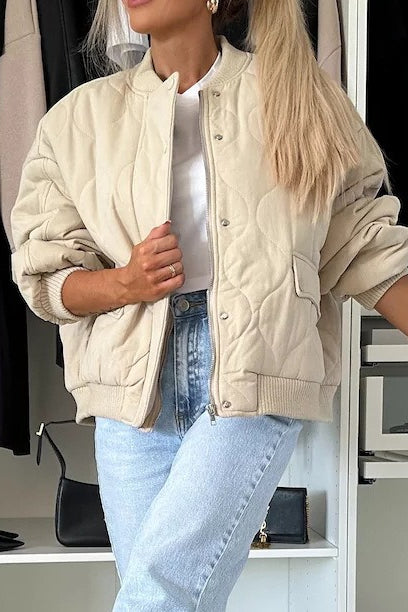 Casual Solid Button Padded Coat