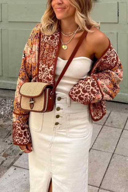 Loose Casual Short Cardigan Quilted Cotton Jacket