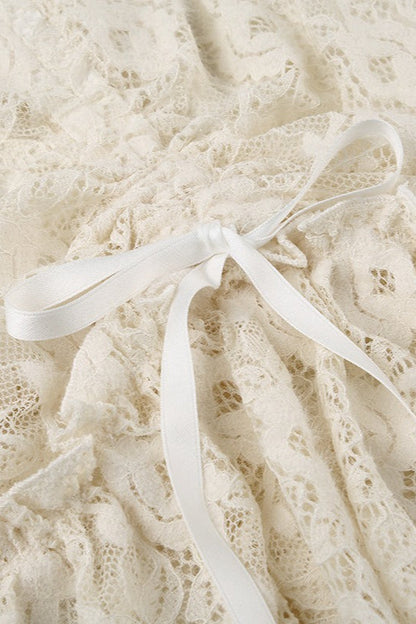 Ruched Lace Patchwork Midi Skirt