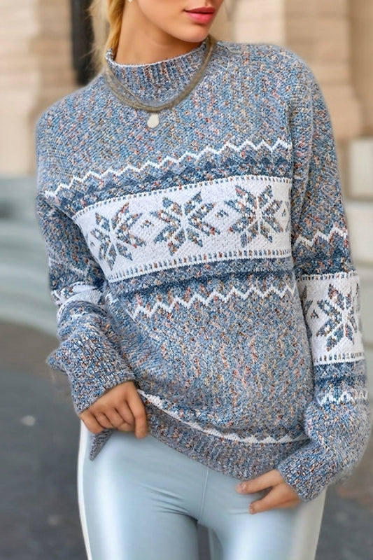 Chic Christmas Turtleneck Snowflake Sweater