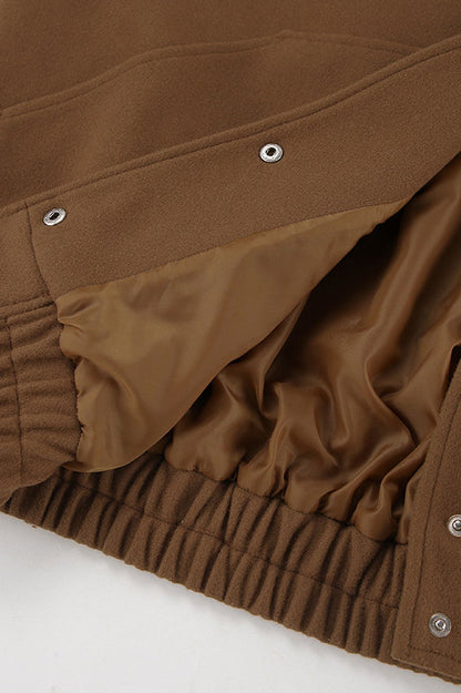 Thick Wool Brown Elastic Hem Coat