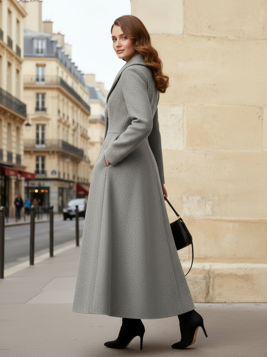 Full Length Woolen Coat With Shawl Collar For Women 2026