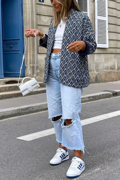 Diamond Print Loose Light Cotton Jacket