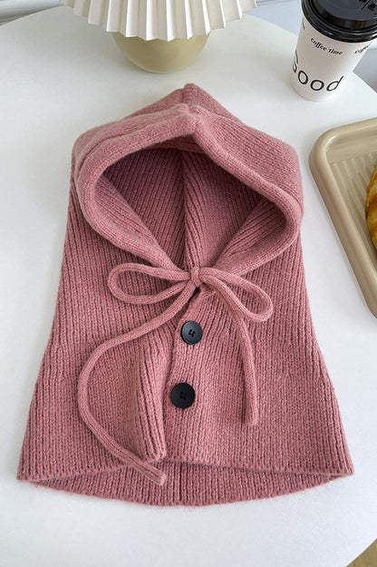 Thermal Knit Face Cover Hooded Scarf Hat