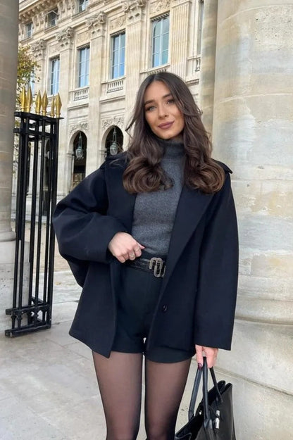 Relaxed Fit Short Wool Blend Jacket