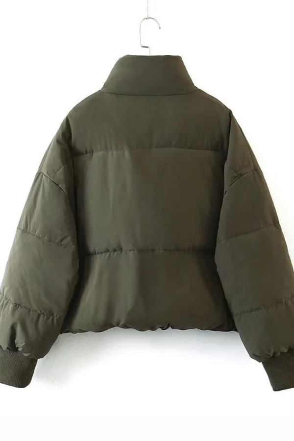 Stand Collar Zipper Pocket Thick Warm Cotton Jacket