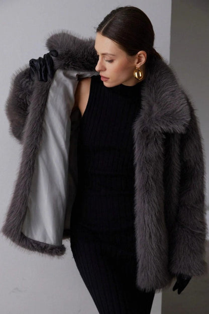 Solid Faux Fur Winter Coat