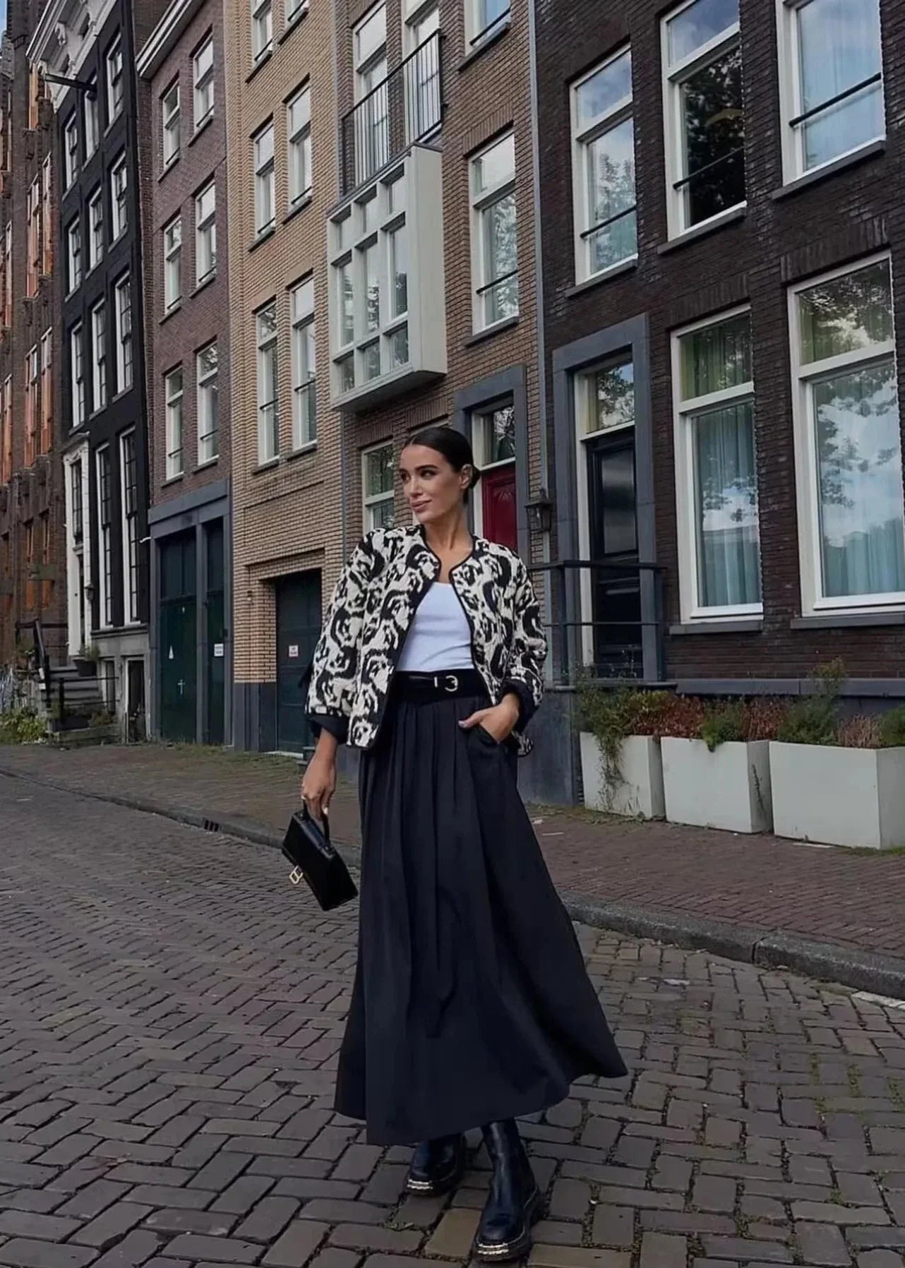 Modern French-Style Printed Cotton Jacket