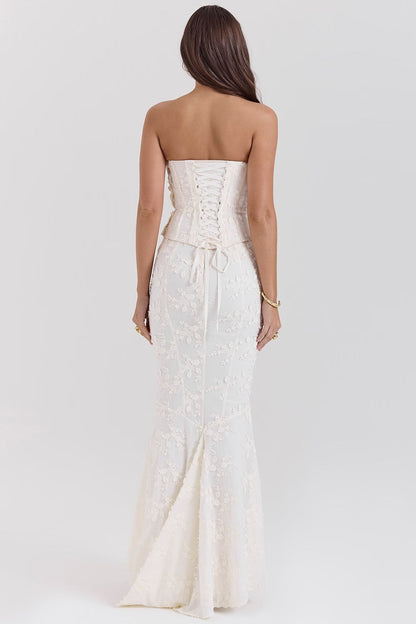 Embroidered Bustier Bodycon Formal Dress