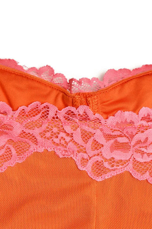Lace Trim Bustier Sweetheart Underwire Rib Knit Sheer Hem Bodycon Maxi Dress