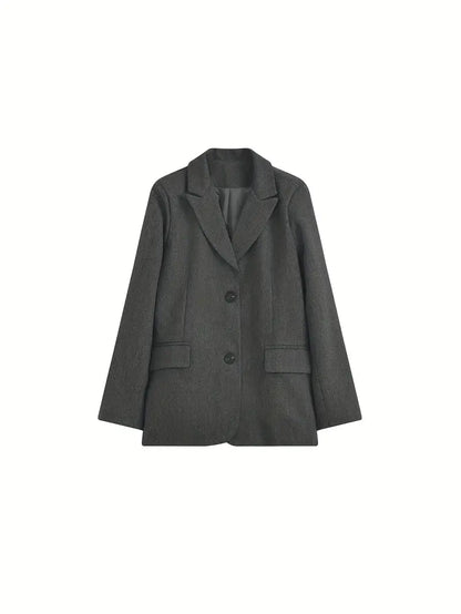 Chic Retro Herringbone Fleece-Blend Blazer