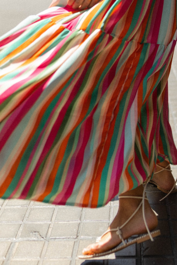 V-neck Bustier Ruffled Suspender Long Dress