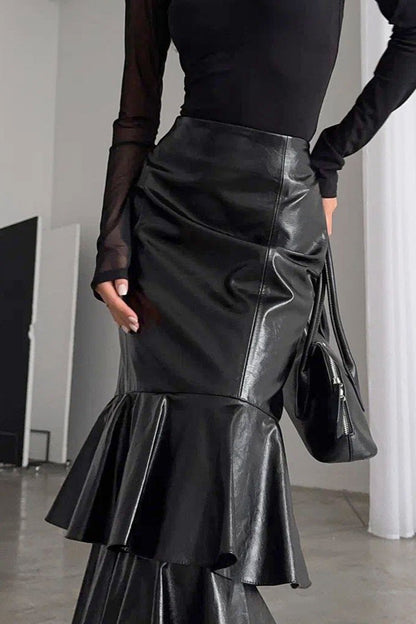 Vintage High-Waist Mermaid Maxi Skirt