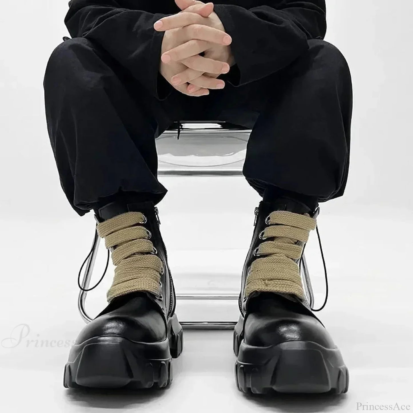 Fall Motorbike Dark Platform Rock Boot