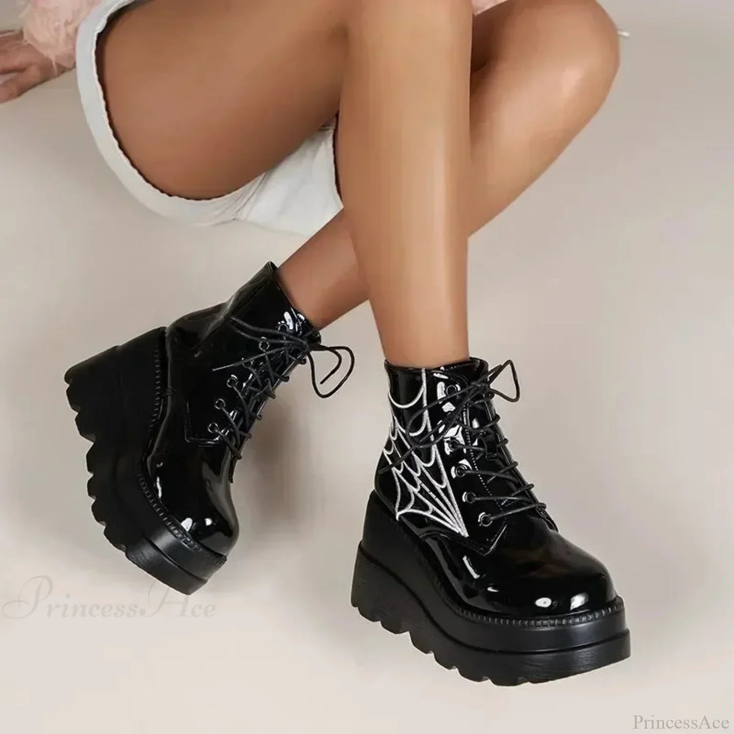 Fall Wedges Motorbike Gothic Patent Boot