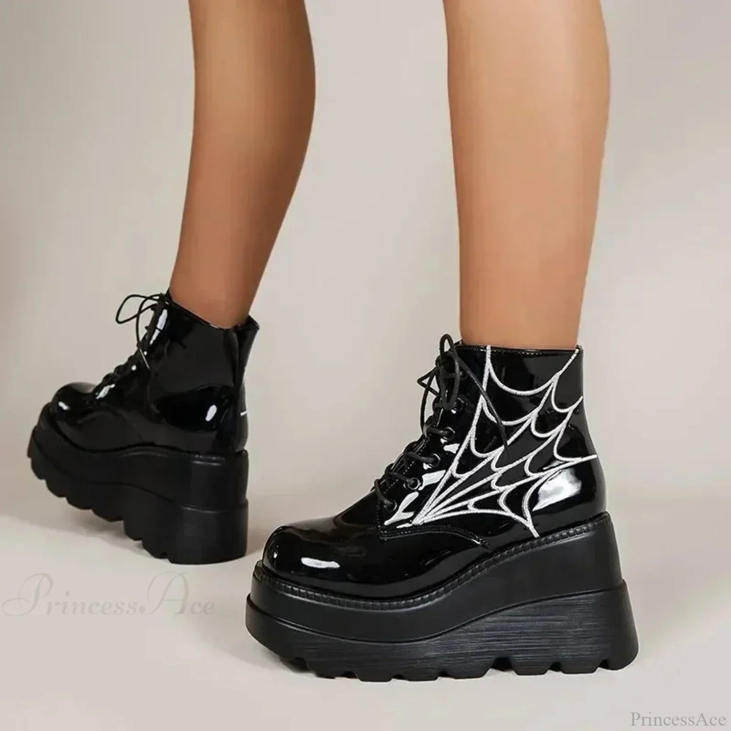 Fall Wedges Motorbike Gothic Patent Boot