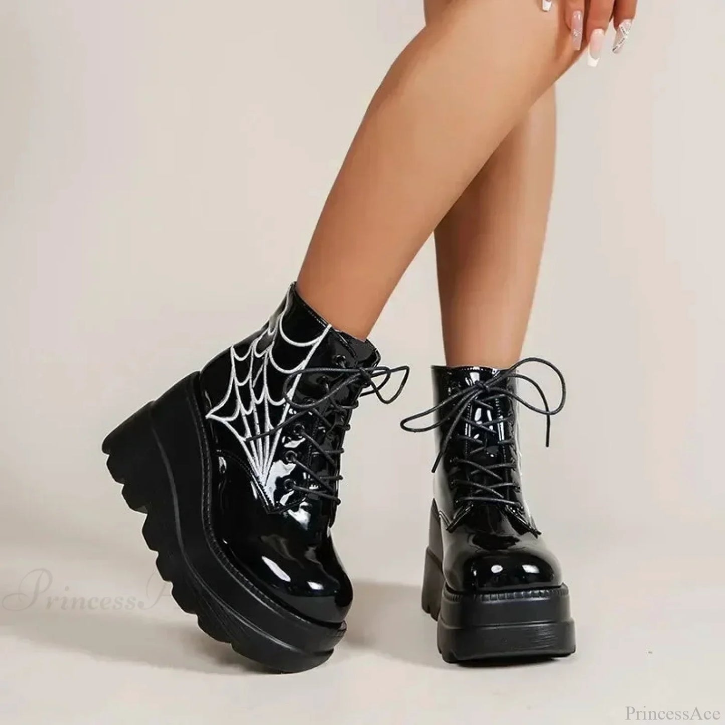 Fall Wedges Motorbike Gothic Patent Boot