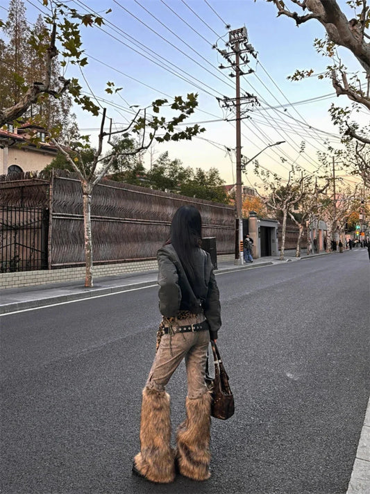 False Hair Gothic Patchwork Denim Pant