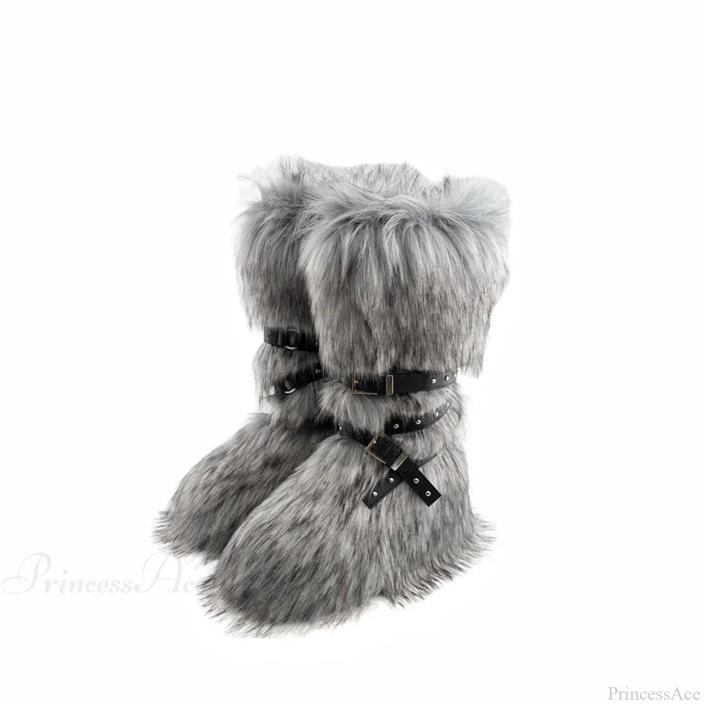 False Hair Wedge Platform Brown Gothic Winter Knee Boot