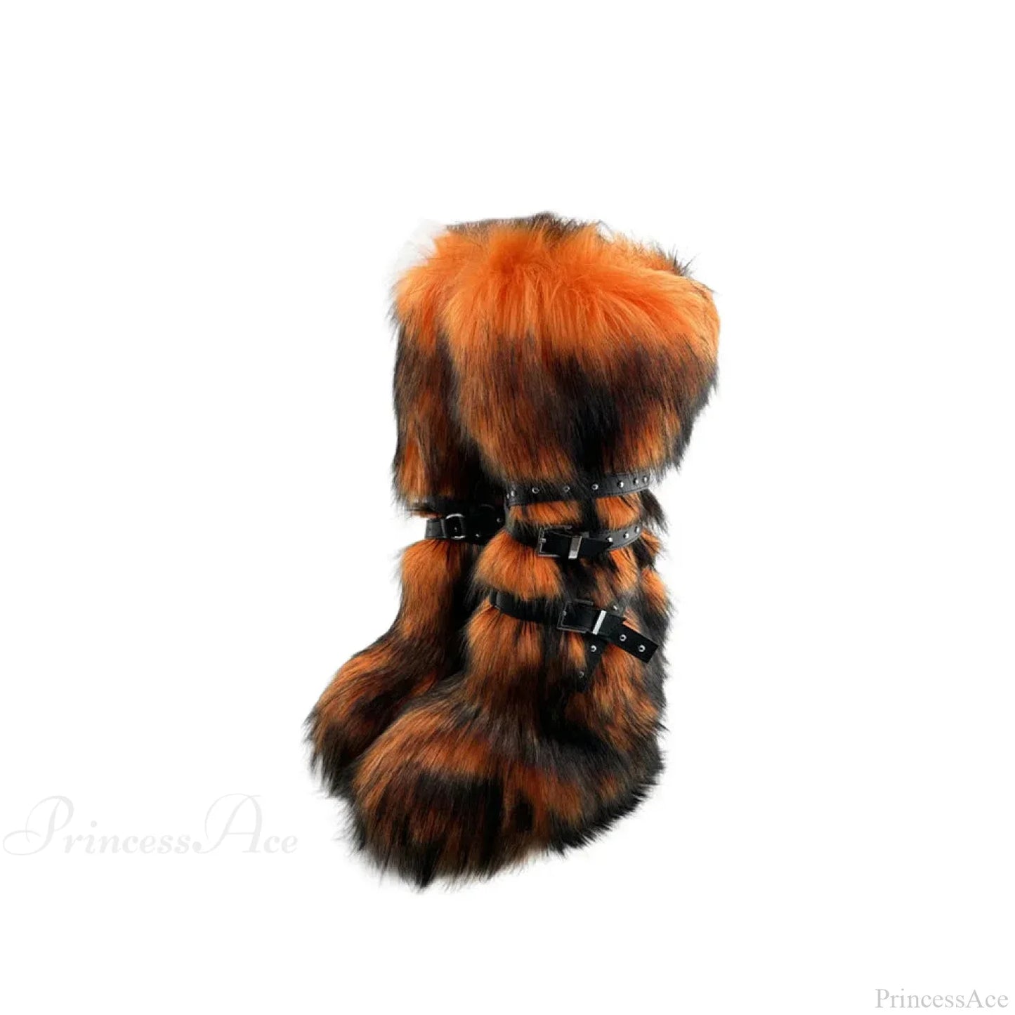 False Hair Wedge Platform Brown Gothic Winter Knee Boot