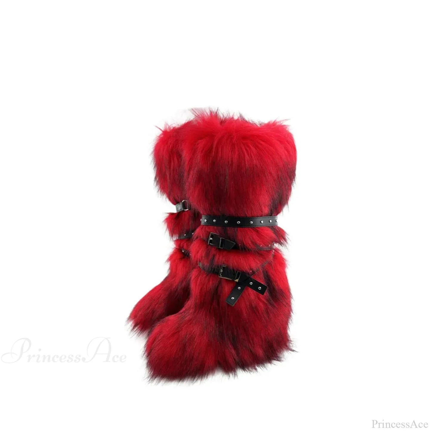 False Hair Wedge Platform Brown Gothic Winter Knee Boot