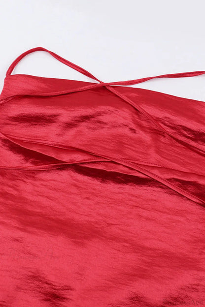 Fashionable Satin Tie Cami Bodycon Party  Dress