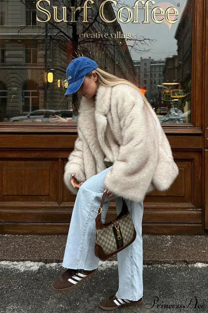Faux Fur Lapel Warm Fashion Coat