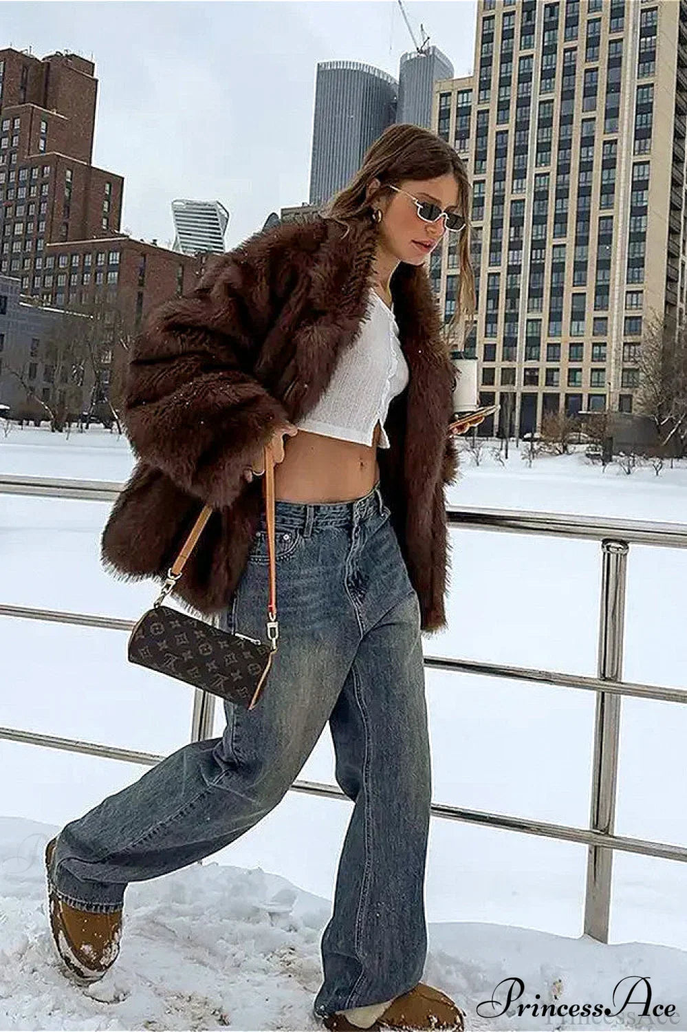 Faux Fur Lapel Warm Fashion Coat
