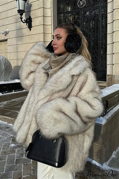 Faux Fur Lapel Warm Fashion Coat